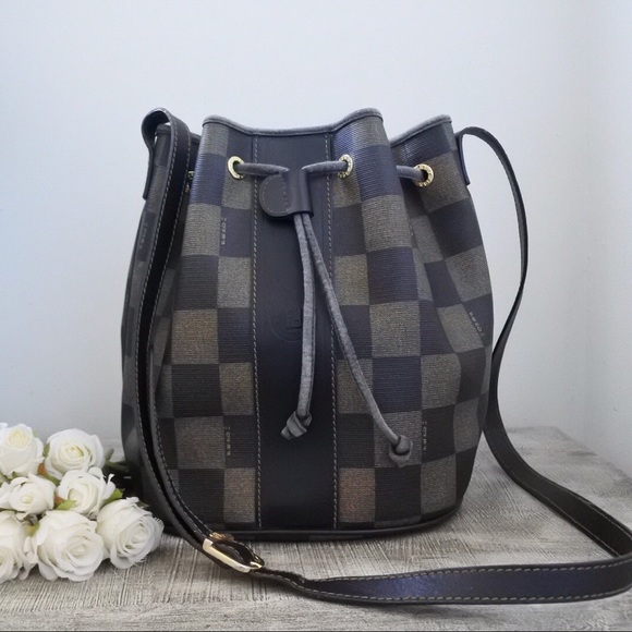 Fendi Handbags - Fendi Checkered Drawstring Bucket Crossbody Bag